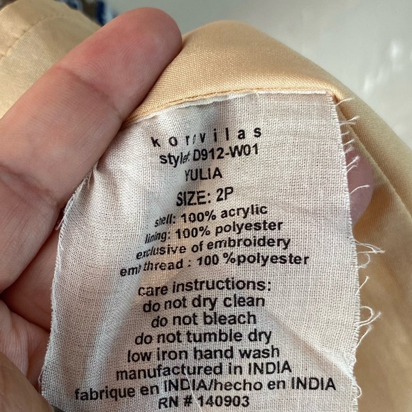 NWT• Korvilas Yulia for Anthropologie Embroidered Boho Mini Dress Cream Blue 2P - Picture 7 of 16